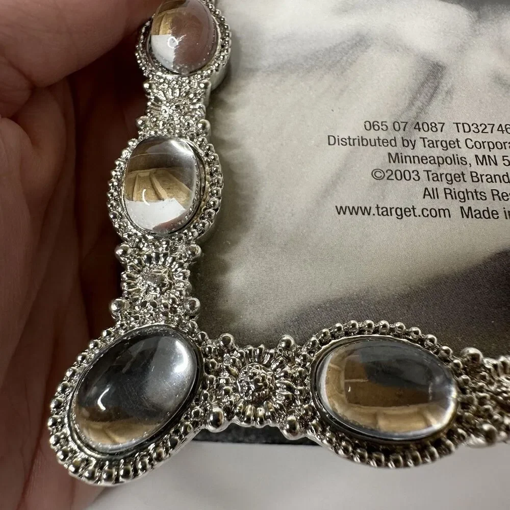 Furio Decorative Metals 4x6 Picture Frame‎ Silver Tone Mirrored Stones Standing